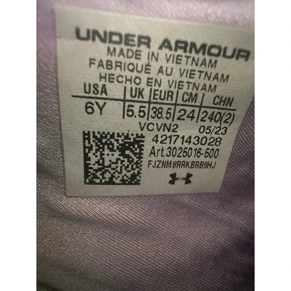 Under Armour Girls Running Shoes‎ Purple Blue Tie Dye Lace Up Sneakers 6Y